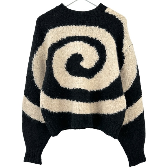 Paloma Wool Sweaters - Paloma Wool Twister Pullover - Black White Wool Alpaca Swirl Knit Sweater sz S